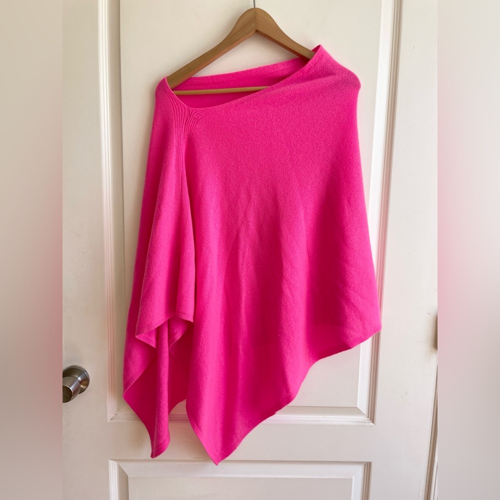 Lilly Pulitzer 100% Cashmere Bright Pink Poncho Wrap One Size Soft Luxury - Picture 2 of 6